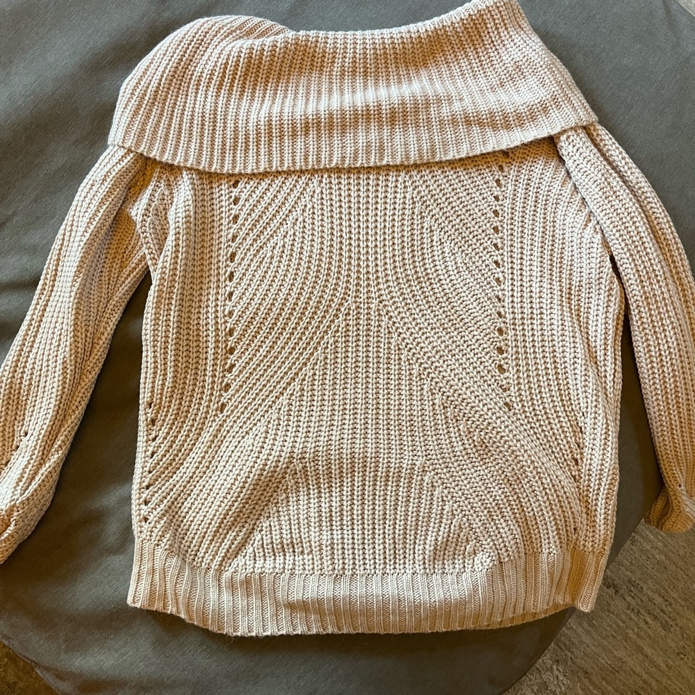 Cream off shoulder sweater